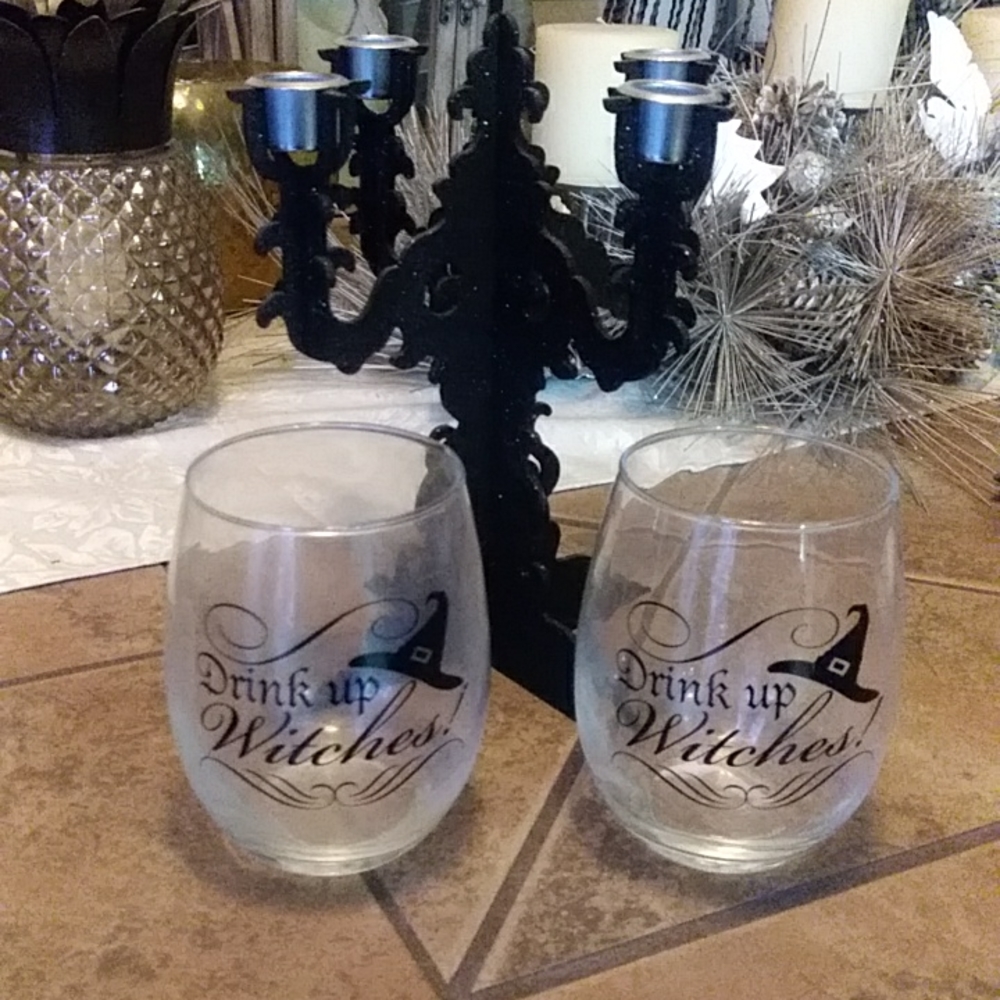 Halloween glasses and candelabra